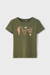 Happy Giraffe NAME IT - Maslinasto zelena majica sa printom kaktusa